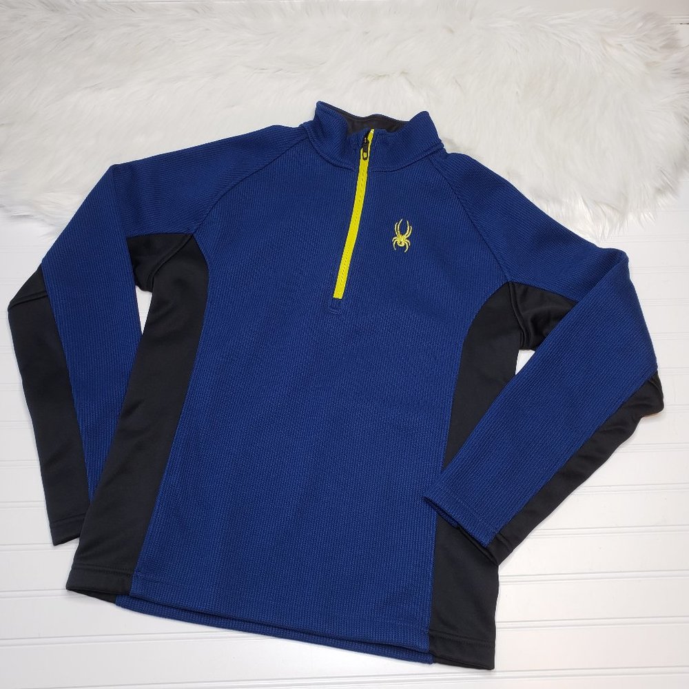 Spyder Men's Sz M Blue Outbound Half Zip Pullover Long Sleeve Mock Neck Sweater